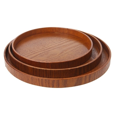 Natural Wooden Round Plate Tea Fruit Food Bakery Serving Tra