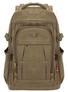 Mens Military Canvas Backpack Zipper Rucksacks Laptop T