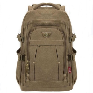 Mens Military Canvas Backpack Zipper Rucksacks Laptop T