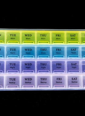 1PCS 4 Row 28 Squares Weekly 7 Days Tablet Pill Box Holder