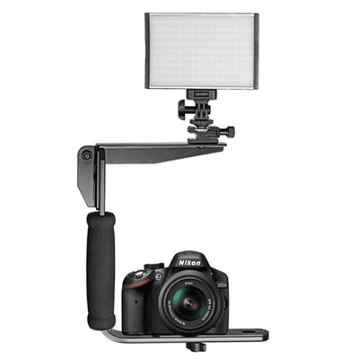 U shaped Reversible Rotating Flash Bracket Video Handle Han