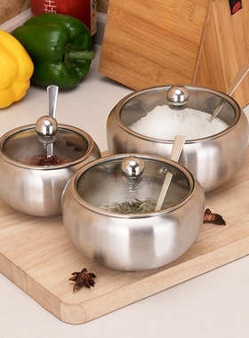 Stainless Steel Seasoning Pot Pepper Jar Spice Salt Containe