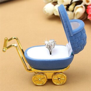 1Pcs New Velvet Stroller Ring Box Jewellery Organiser Case H