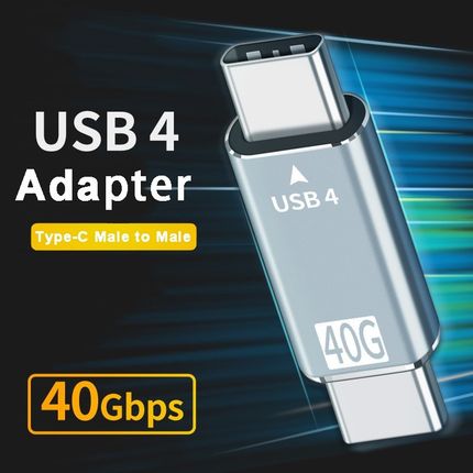 Type C USB4 40Gbps Adapter USB C Male to Male Data Sync Con