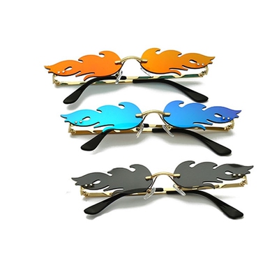 Glasses Luxury Fashion Fire Flame Sunglasses Women Rimless