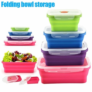 Bowl Storage-Container Bento-Box Salad Foldable Silicone Kit