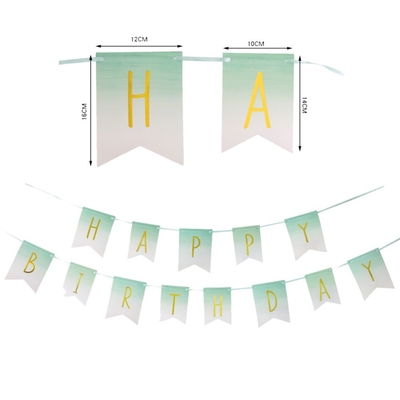 Gold Foil Ombre Mint Green Happy Birthday Banner Swallowtai