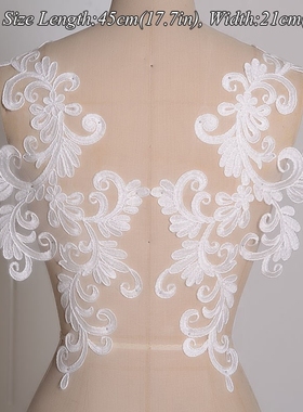 1Pair Lace Bridal Flowers Embroidery Patche Stickers Clothe
