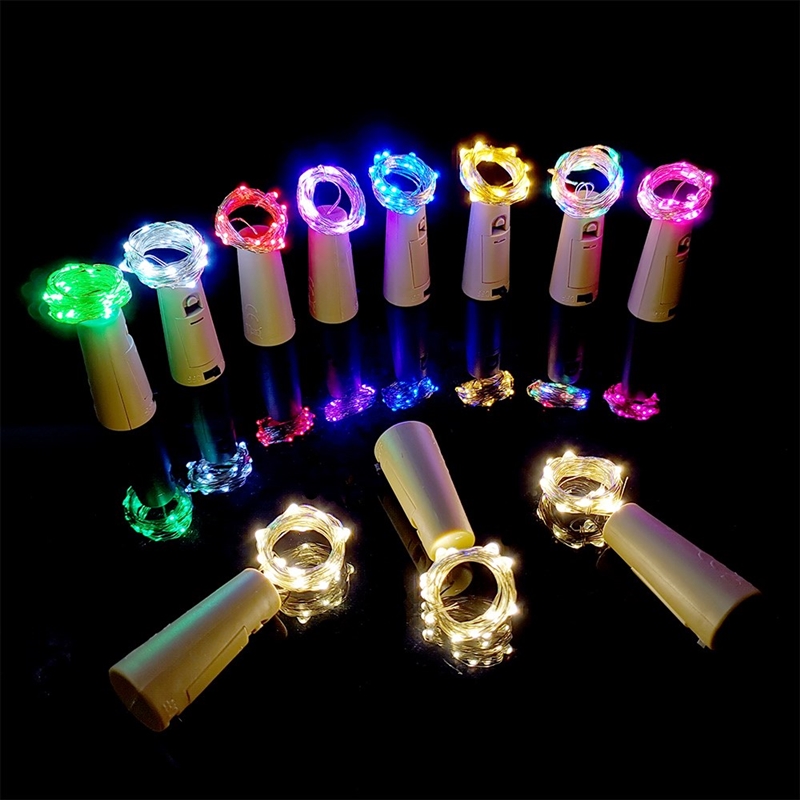 2/10/20pcs LED Garland Wine Bottle Lights with Cork 1M 2M C