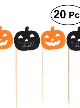 20pcs Halloween Cupcake Toppers Pumpkin Cake Picks for Hallo