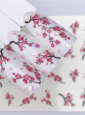 Plum blossom 1 Sheet Water Transfer Nail Sticker Decals Fru