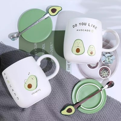 Mugs with Avocado Funny Coffee Cup Ceramic Creative Color He