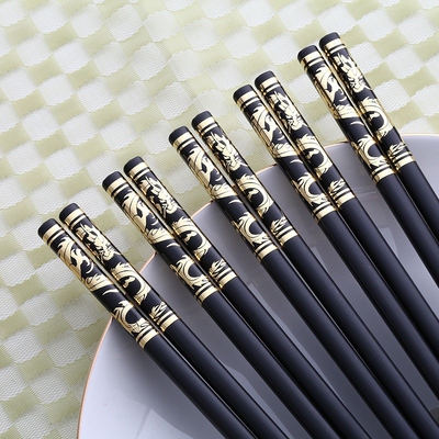 Chopsticks Chinese Alloy Black Sushi Hashi Chop Sticks Table