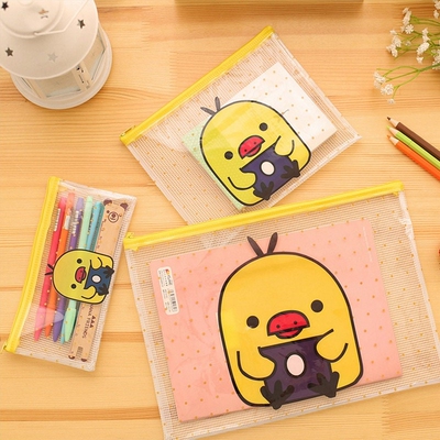 Cartoon yellow duck PVC file bag pencil case file folder do