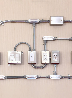 UL美标明装EMT镀锌线管工业风软管盒接骑马卡锁母三通弯头连接件