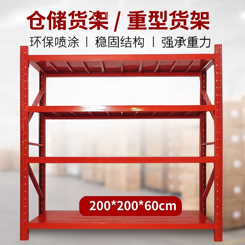 红色消防货架红色物资架层高可调节无需螺丝现货送货上门多层货架