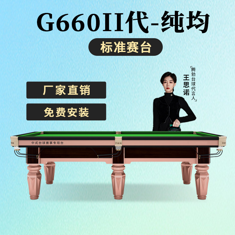 腾勃台球桌G660标准型商用家用室内成人黑八球台王思诺球厅球房