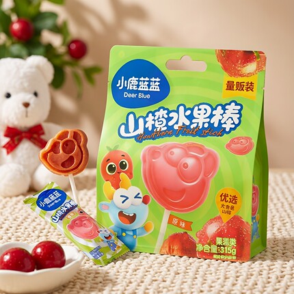 小鹿蓝蓝山楂棒量贩装30支水果味棒棒糖果脯肉条糕儿童小零食糖果