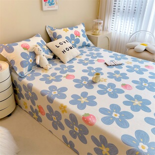 全棉印花床单学生双人韩版包邮全棉印花学生宿舍韩版床单