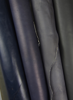 蓝色牛皮 灰色牛皮 蓝灰色头层牛皮 手工DIY真皮皮料 光面皮料