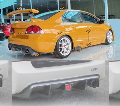 高品质FD2思域\CIVIC TYPE R改装Feel's款后唇（带灯版）FEELS