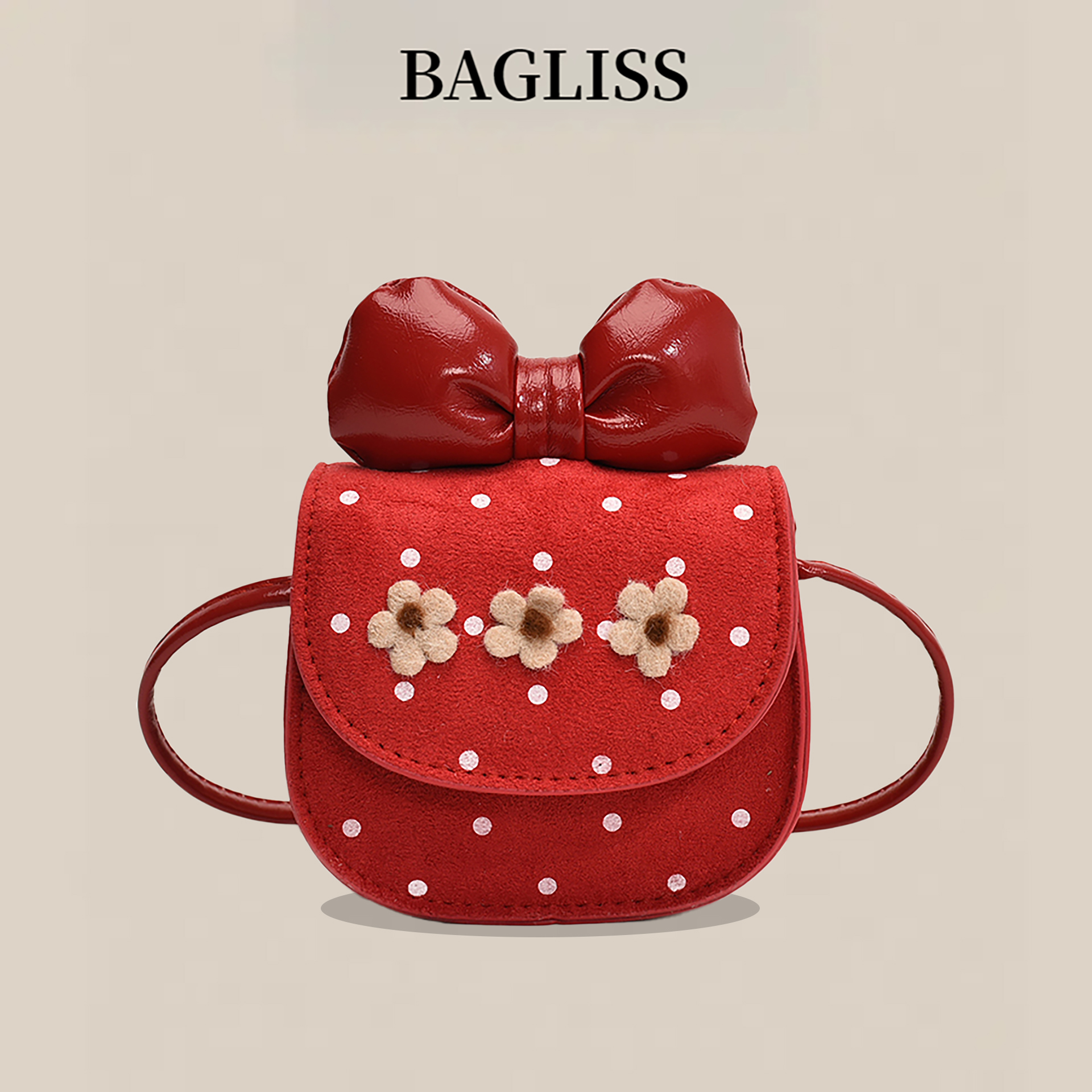 秋冬新款撞色波点蝴蝶结迷你零钱包韩版儿童甜美洋气斜跨配饰小包