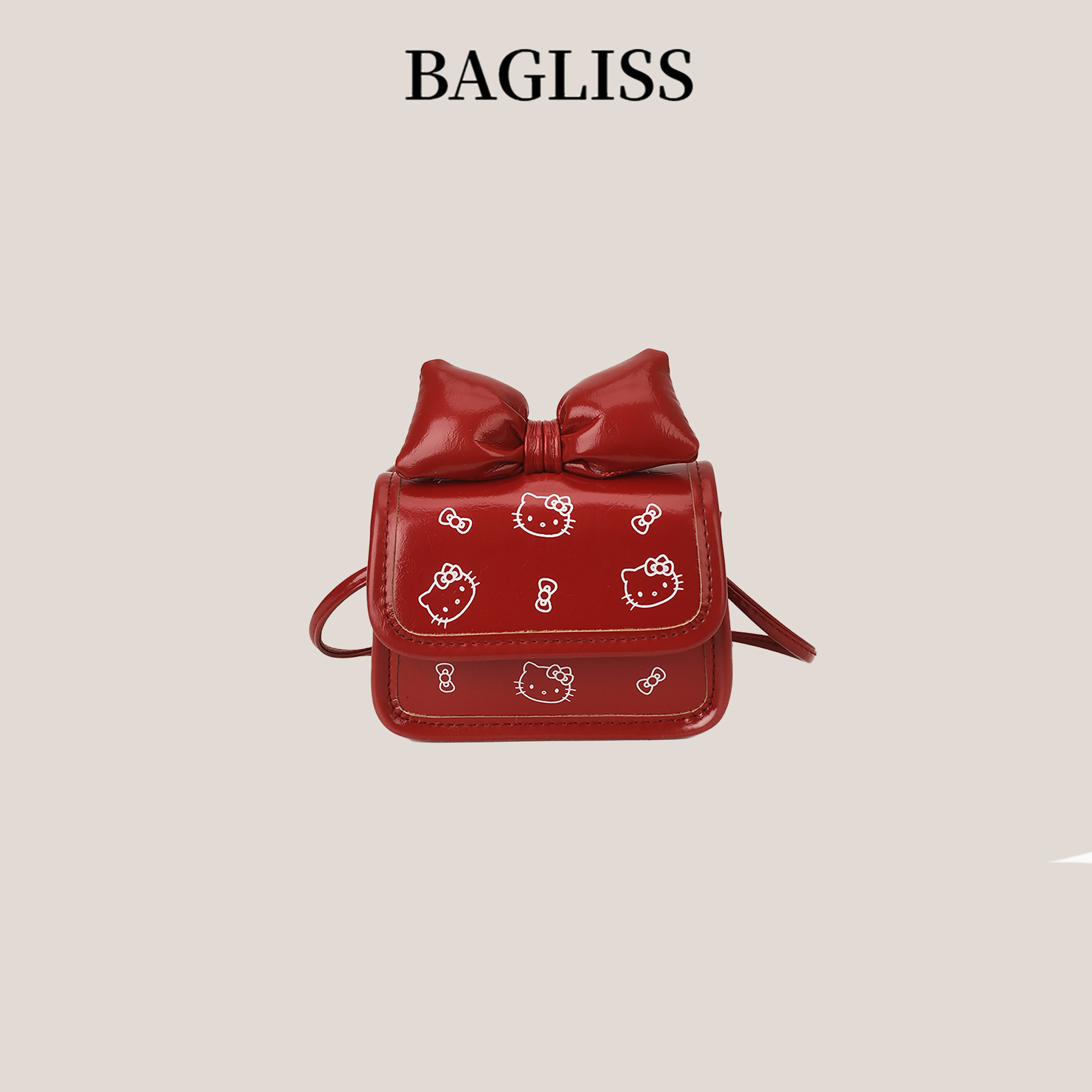 新年红色儿童包包迷你卡通hellokitty小方包可爱蝴蝶结女童斜挎包