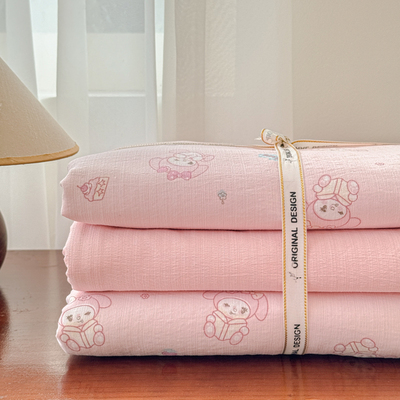 A类双层纱纯棉四件套床单床笠式