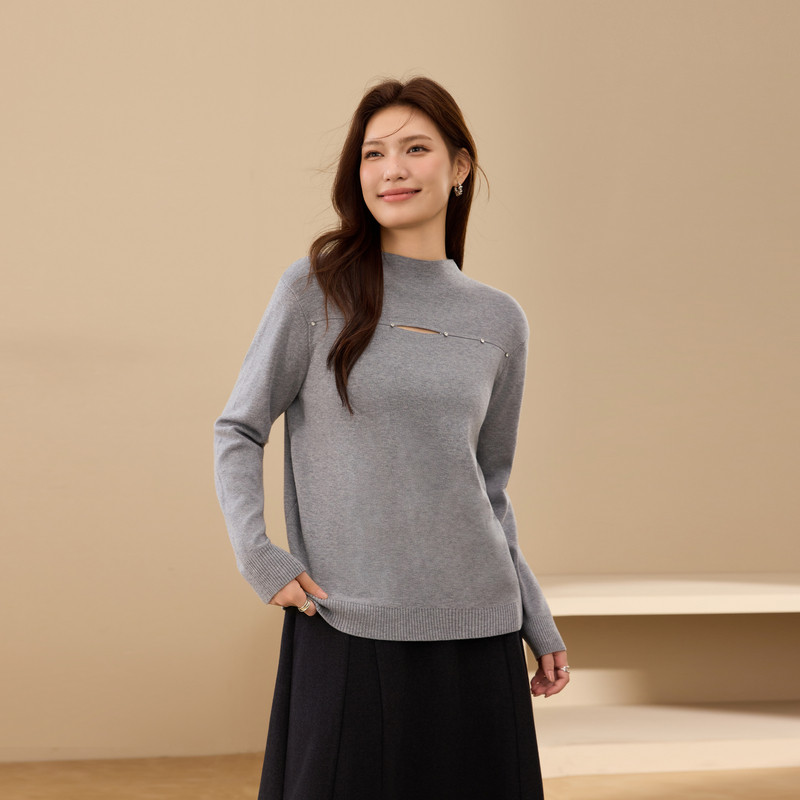 【镂空半高领毛衣】纤莉秀大码女装打底外穿上衣胖mm2025秋装新款,女装/女士精品,大码内搭,淘宝优惠券,粉丝福利购,淘宝优惠卷