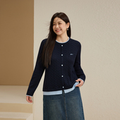 韩系温柔风上衣胖mm秋新款 女装 减龄撞色百搭针织衫 纤莉秀大码