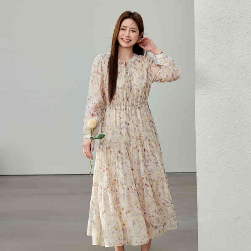 【莱赛尔复古气质轻熟风连衣裙】纤莉秀大码女装胖mm秋季新款