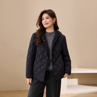 摩洛哥 胖mm2025冬装 菱格短款 女装 新款 宽松连帽棉服纤莉秀大码