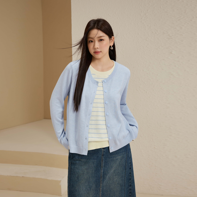 纤莉秀女装设计感假两件针织衫