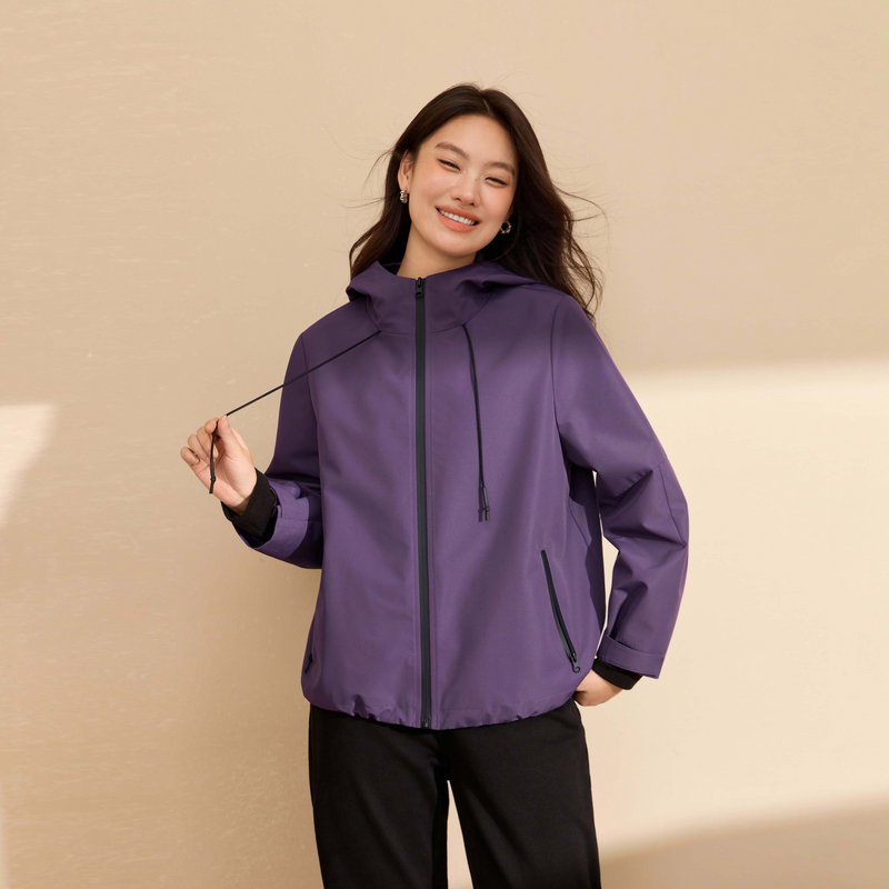 纤莉秀大码女装户外休闲连帽外套