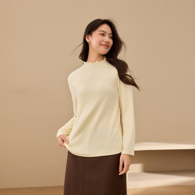 【木耳边半高领针织衫】纤莉秀大码女装内搭上衣胖mm2025冬装新款