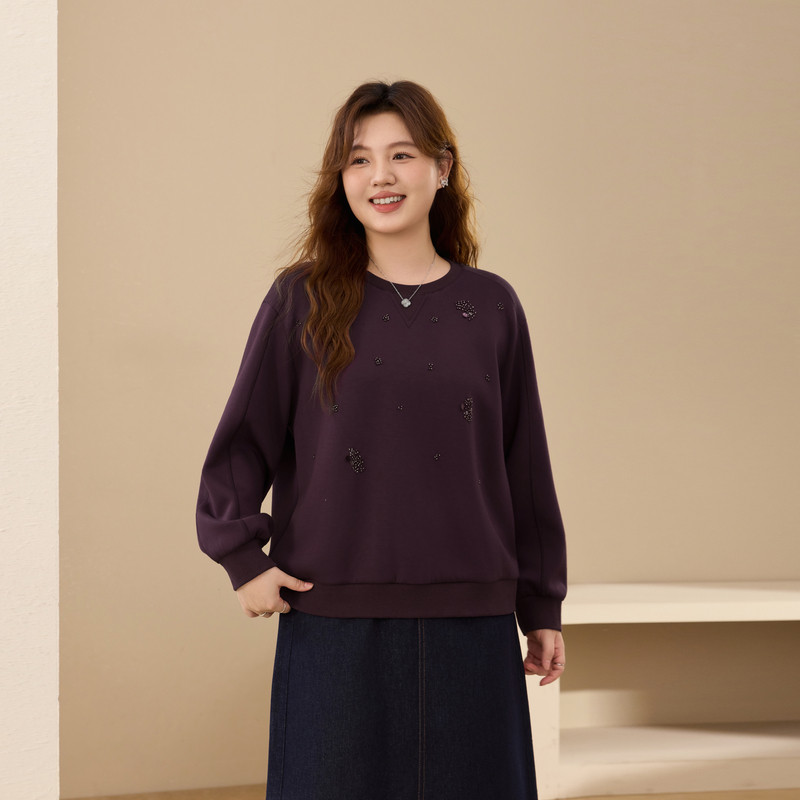 【时尚潮流套头卫衣】纤莉秀大码女装时尚百搭上衣胖mm2025秋新款,女装/女士精品,大码内搭,淘宝优惠券,粉丝福利购,淘宝优惠卷