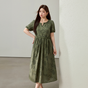 温柔洋气连衣裙 女装 纤莉秀大码 显瘦正肩设计感裙子 夏新款 法式