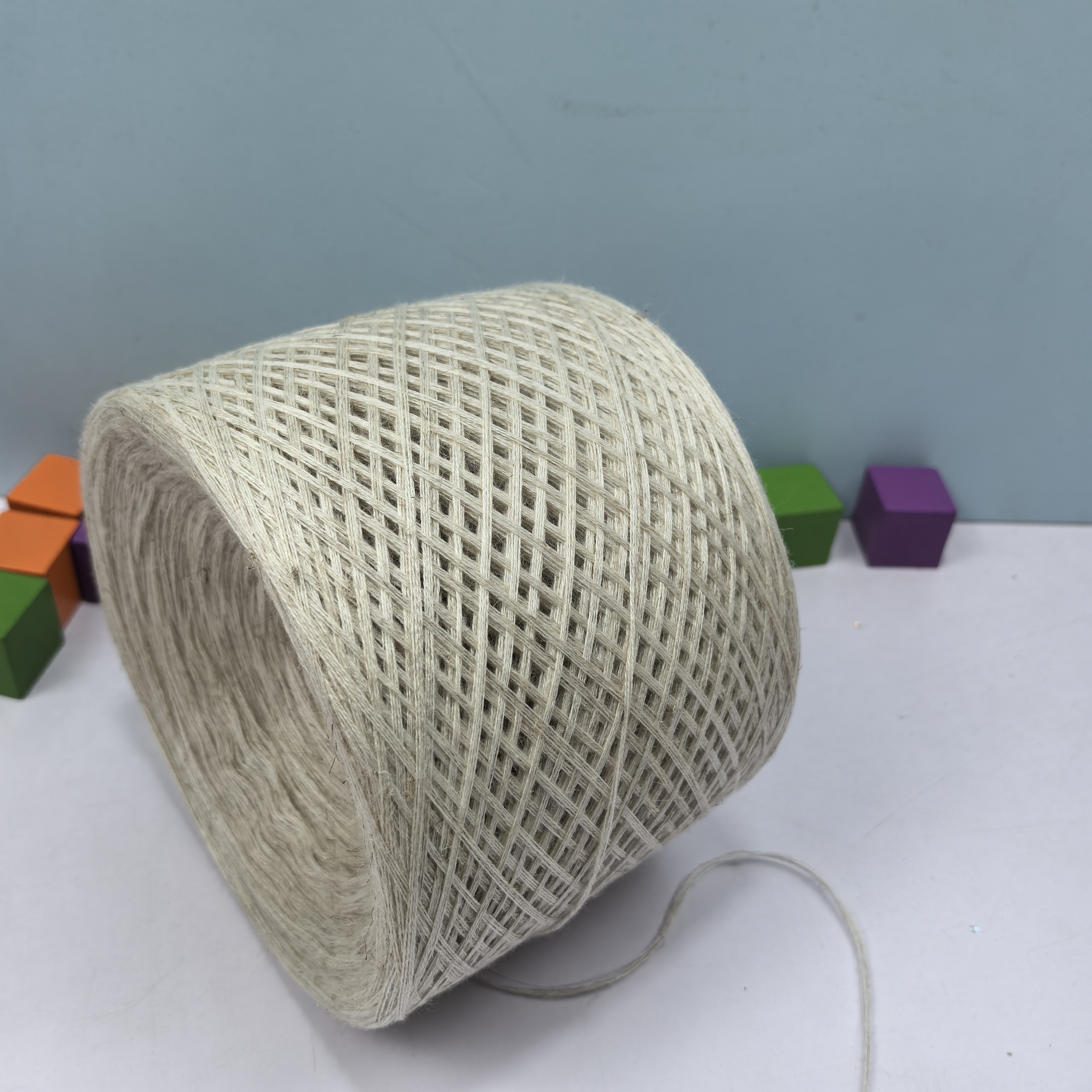 米杏色28支羊毛亚麻特色4股手编超柔软贴身秋冬毛线秒杀35元一斤