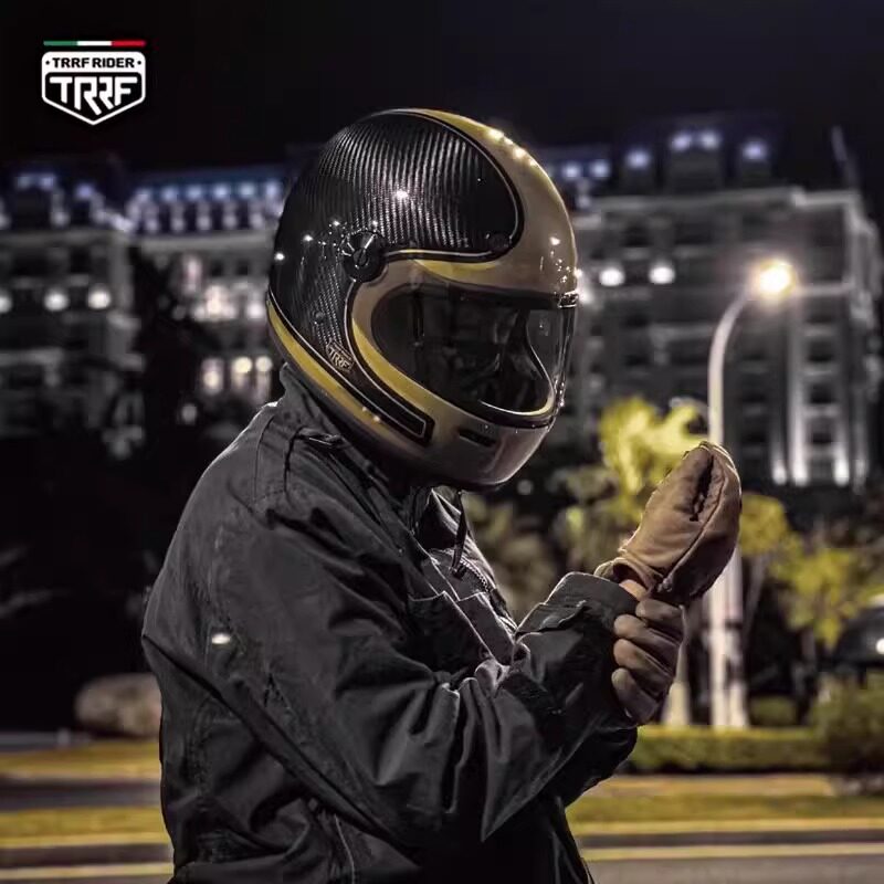 意大利TRRF复古头盔碳纤维超轻摩托车全盔男女3c巡航四季通用男女