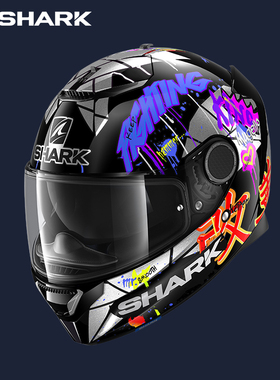 SHARK鲨鱼头盔摩托车赛车碳纤维双镜片头盔SPARTAN斯巴达全盔