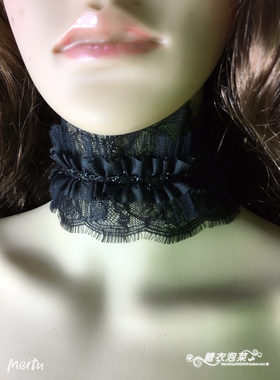 蕾丝复古宫廷风柔软黑色锁骨链