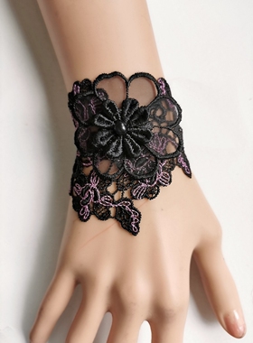 欧美多层手链紫色花朵腕带