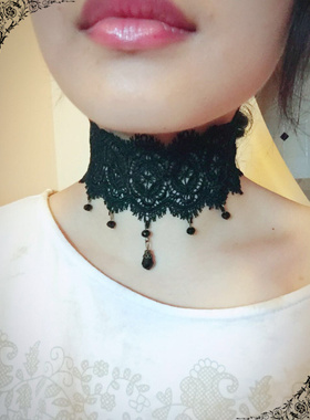 黑色颈部手术疤痕蕾丝短款项链