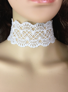 短款白色项链颈带糖衣泡菜蕾丝女