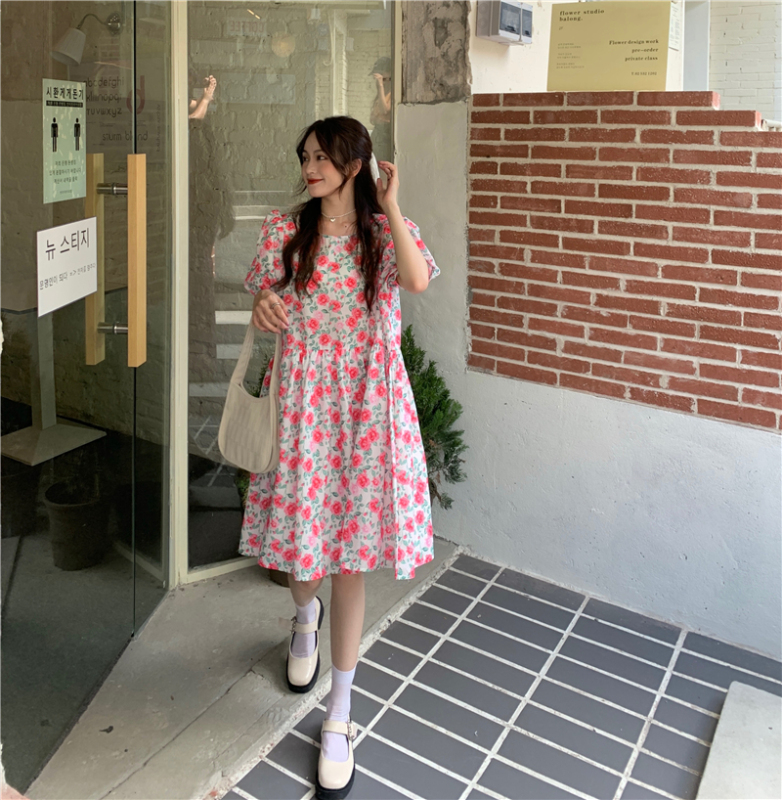 Real price ~ New Korean version small fresh sweet Decor dress elastic waist color foliage skirt