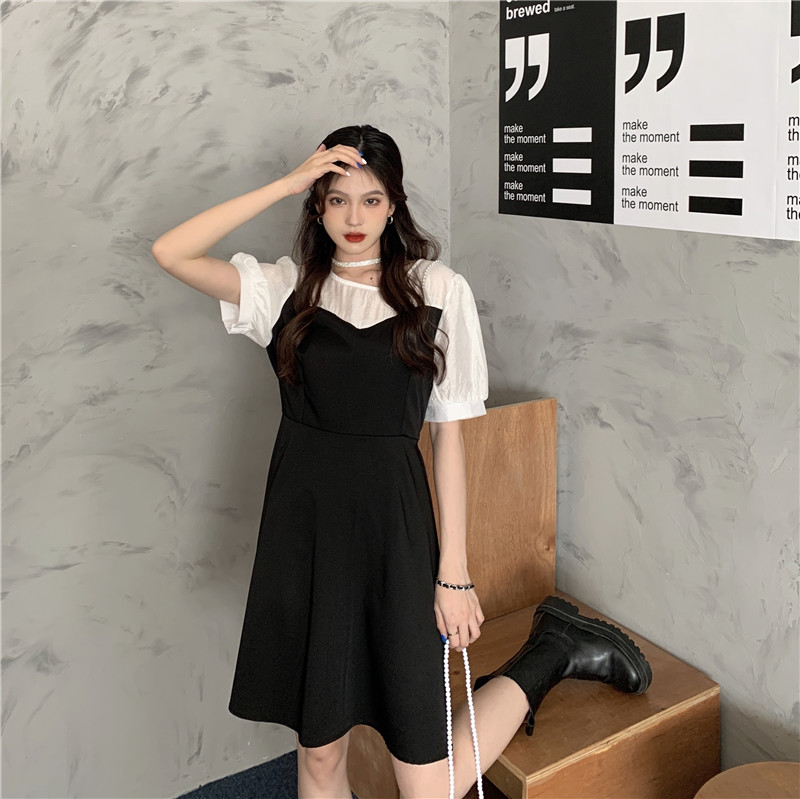 Real price ~ New Korean splicing Short Sleeve Dress