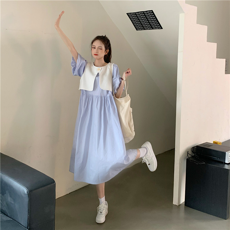 Real price ~ New Korean bubble sleeve dress two piece women's design vest