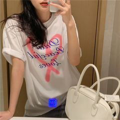 Real price ~ Black and white love print design t-shirt short sleeve blouse