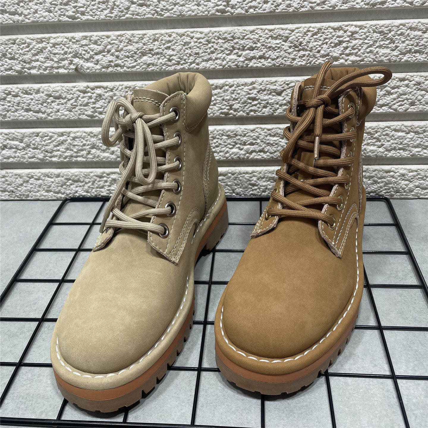 断码处理秋冬新款真皮大黄靴时尚复古英伦风短靴女厚底系带马丁靴