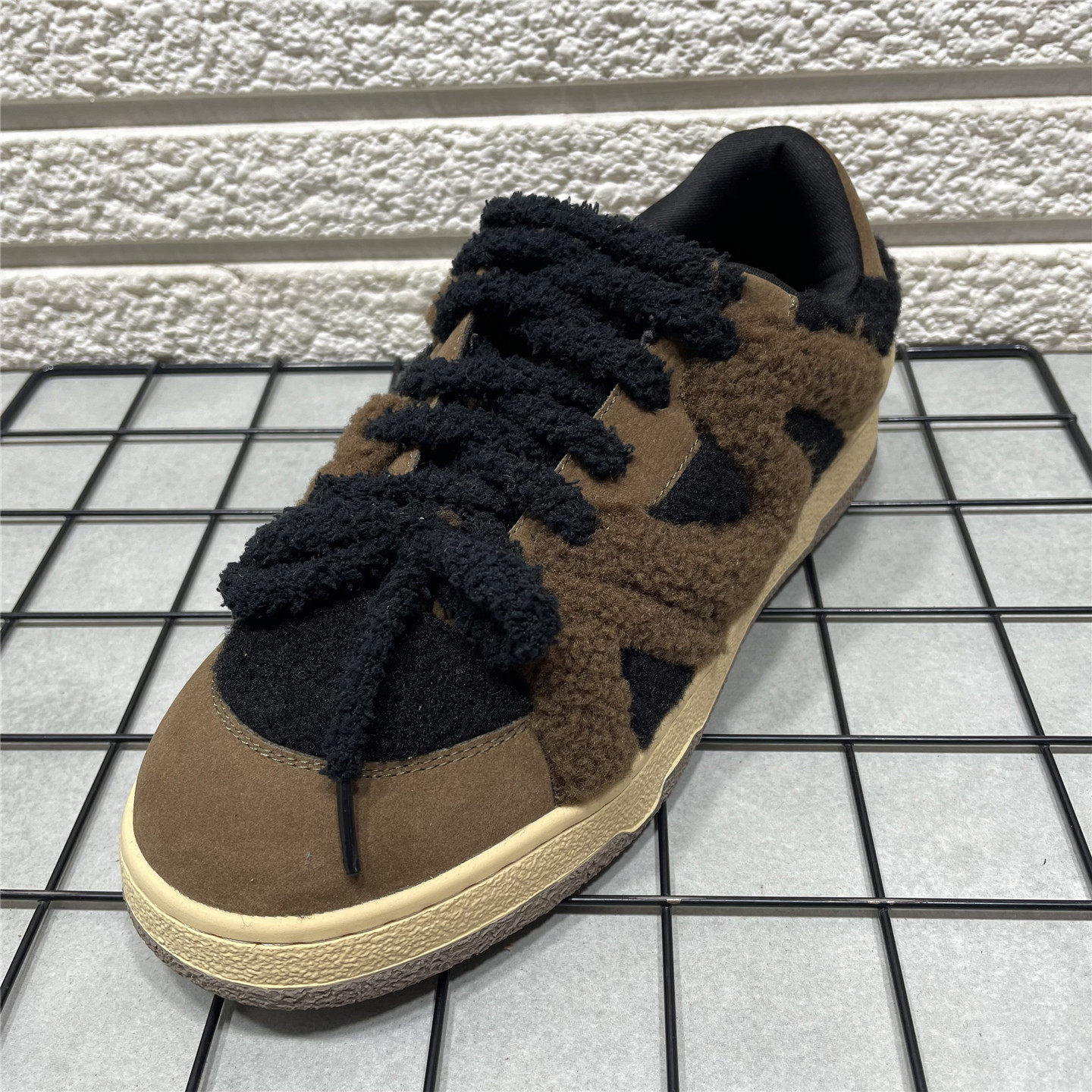 断码处理真皮德训鞋厚底毛毛鞋秋冬款系带加绒保暖休闲板鞋棉鞋女